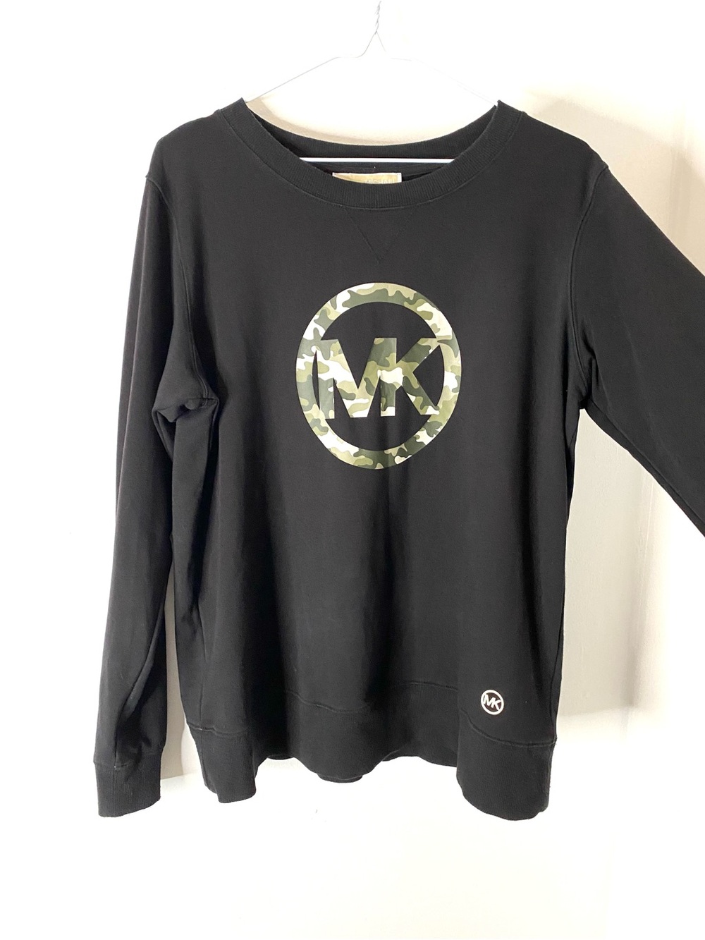 MICHAEL Michael Kors Black Camo Logo Sweatshirt Crew Neck Pullover